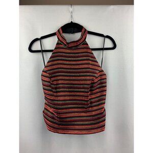 Women's Caché Red Striped Halter Top Size 10